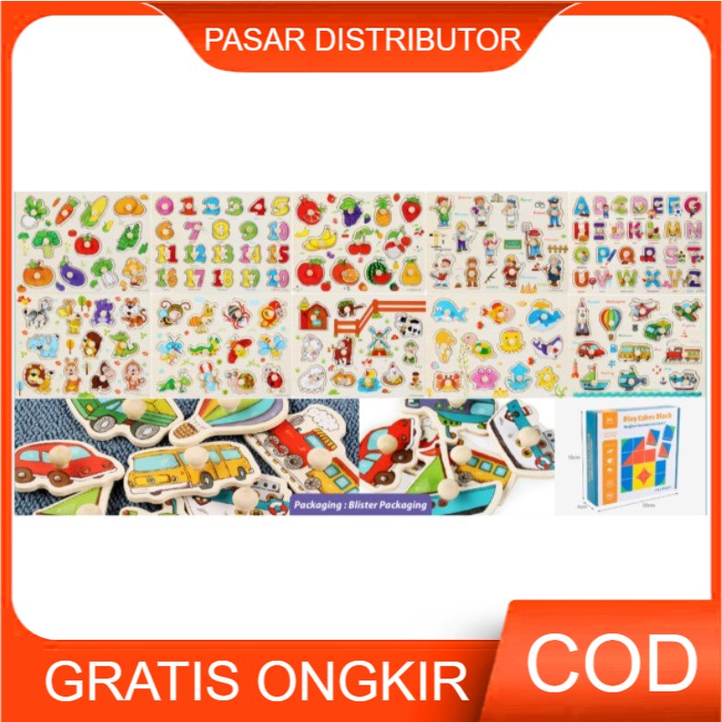 Mainan Anak PUZZLE BOARD SET Puzzle Kayu Edukasi Anak Puzzle Wooden