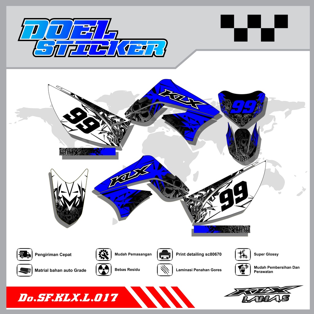 Sticker Striping Honda KLX L , S Lama List Variasi Hologram , Crome Doel 017