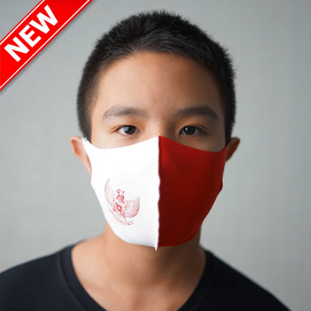 Masker Kain Bahan Scuba Anti Debu -  Masker Merah Putih Garuda