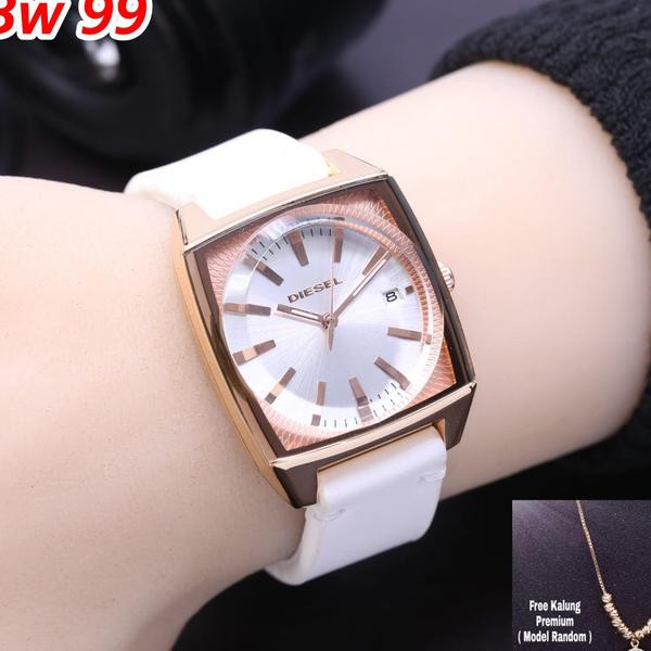 Jam Tangan Wanita Diesel FREE KALUNG Premium - Tali White unisex