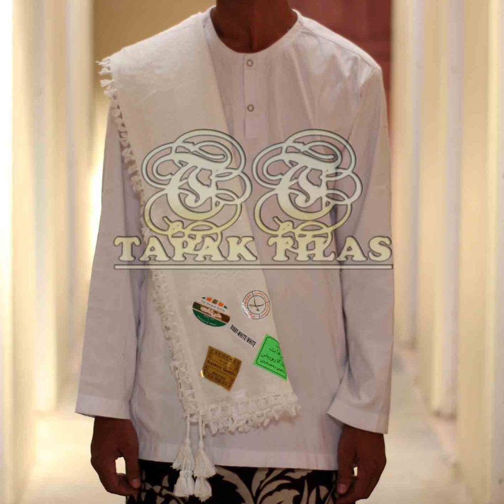 Sorban impor Segi Empat putih Polos Model Rumbai - Sorban Putih Polos