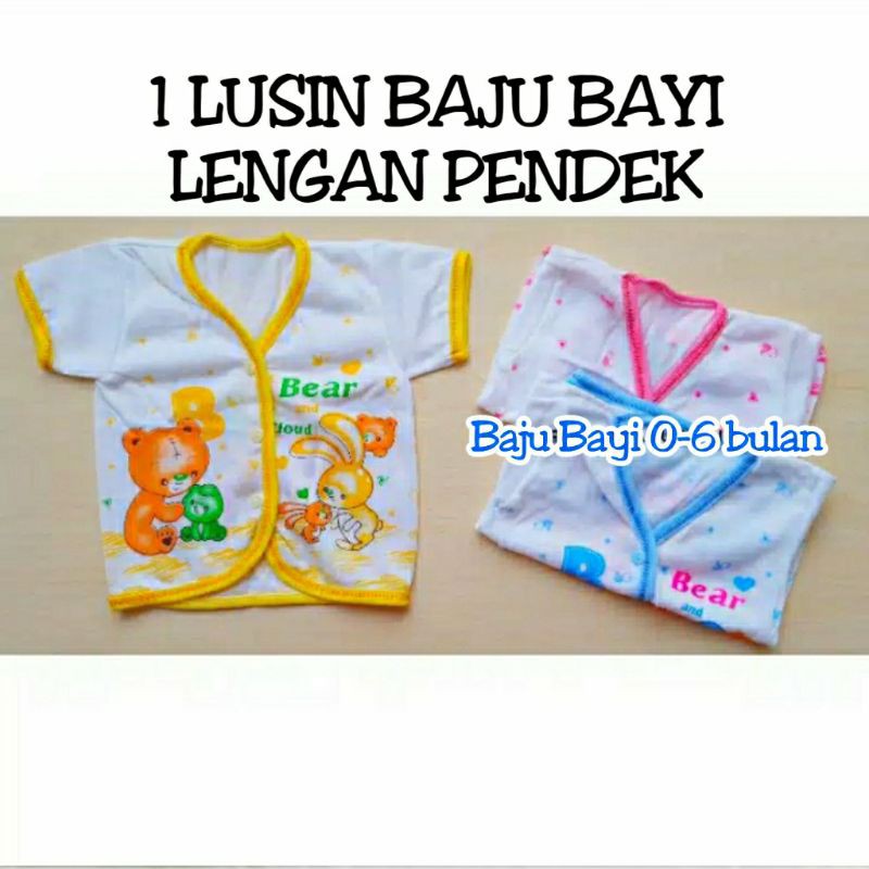 1 lusin baju lengan pendek bayi, 1 lusin baju bayi newborn