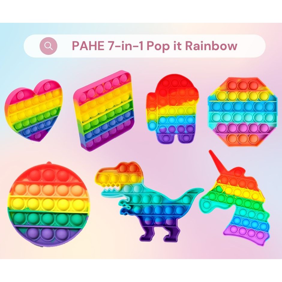 Paket Hemat 7-in-1 Pop It Rainbow Mainan Anak Bubble Tik Tok