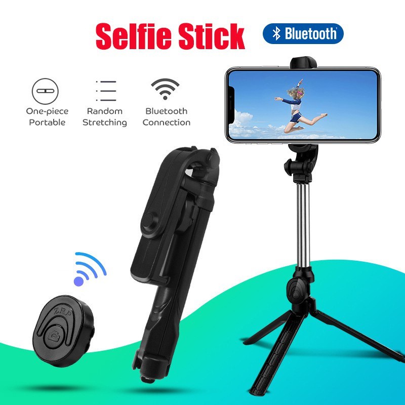 （COD)Mini Bluetooth Selfie Stick Dengan Kaca Spion Tripod Monopod Self Photography Wireless Contro