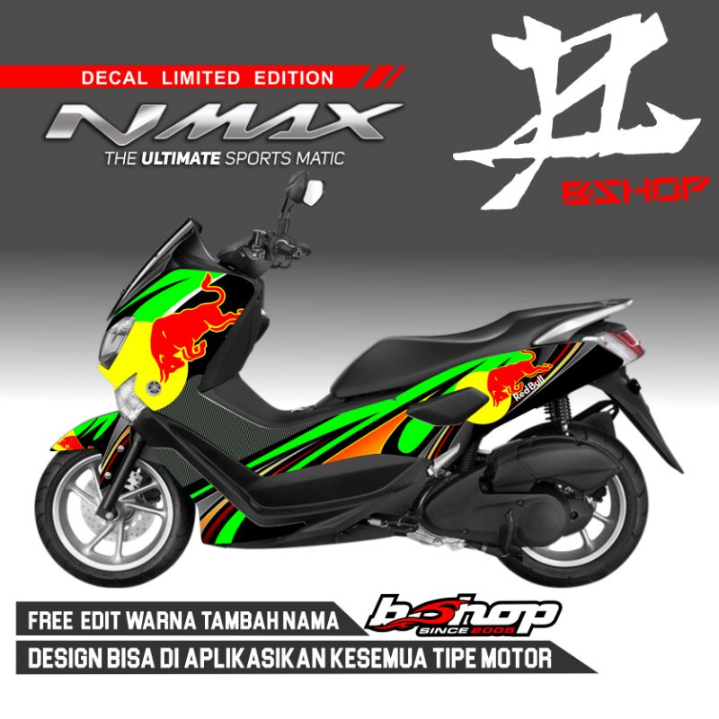 Sticker Decal Nmax Old Full Body Variasi Redbull Lis Hijau