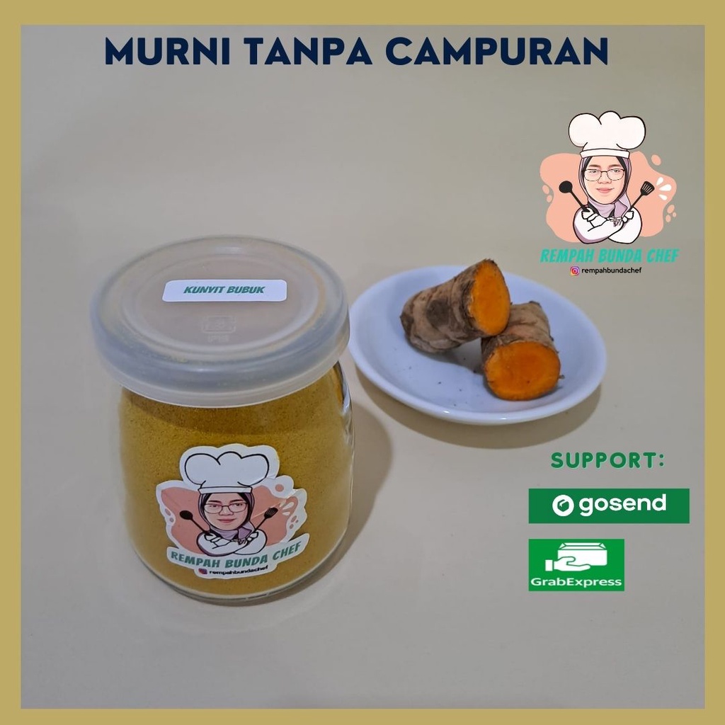 

Rempah Bumbu Masakan Kunyit Bubuk Turmeric Powder 100% Asli Murni Bersih Tanpa Campuran Glass Jar