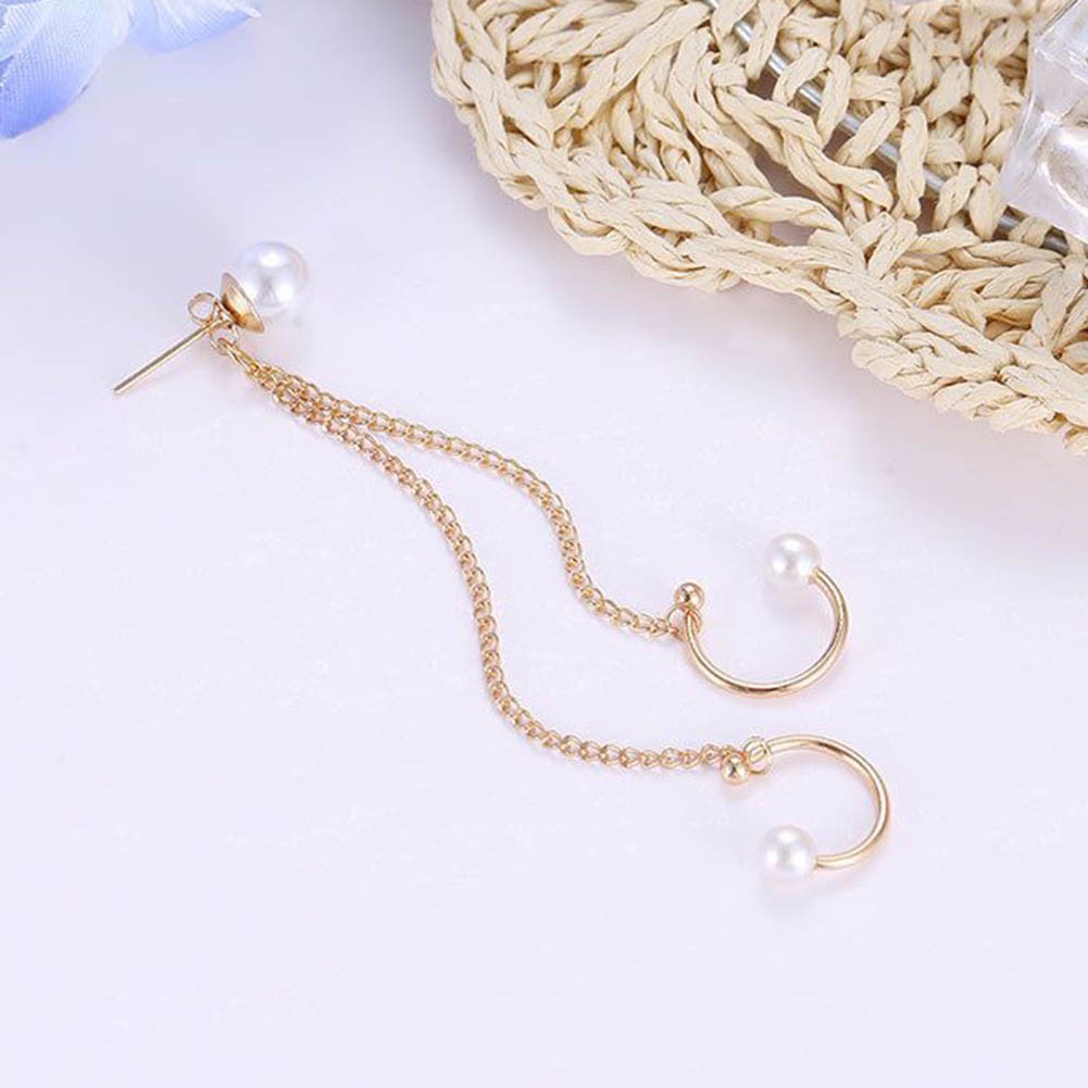 Hu Hu Hu Hu Hu Alat Bantu Pasang Kacamata♡ 1 / 4pcs Anting Tusuk Model Rantai Mutiara Imitasi Untuk Wanita