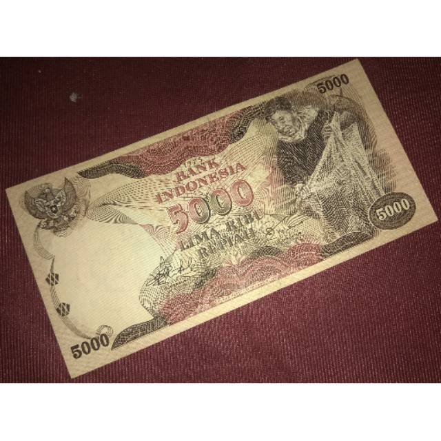 UANG KERTAS KUNO 5000 PENJALA IKAN TAHUN 1975