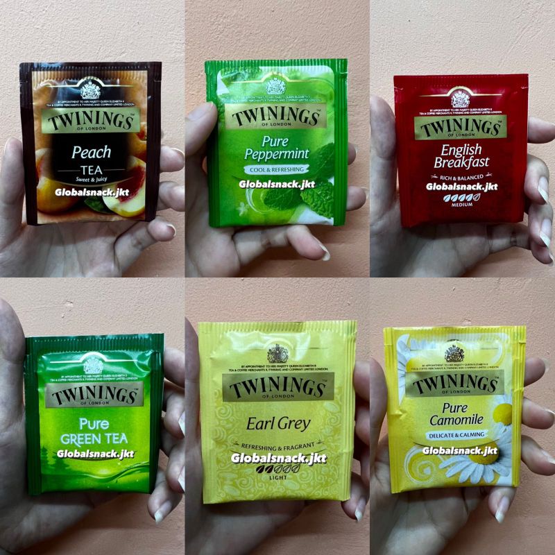 

TWININGS TEA OF LONDON SACHET ALL VARIAN - PURE CAMOMILE | ENGLISH BREAKFAST | EARL GREY | PURE GREEN TEA | PEACH | PURE PEPPERMINT