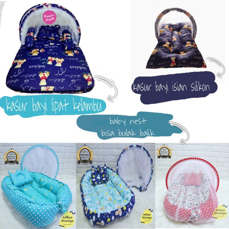 Kasur bayi kelambu set bantal guling lipat bears lovely termurah