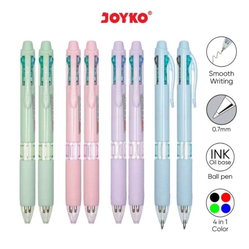 

pulpen joyko 4 warna quaco 4 BP-348 (1pcs)