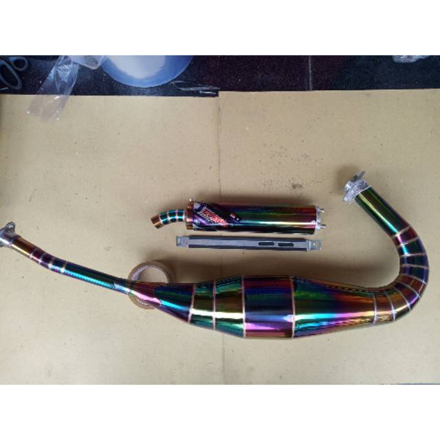 Knalpot Racing Jetspid Ninja 150 full stainlees pelangi
