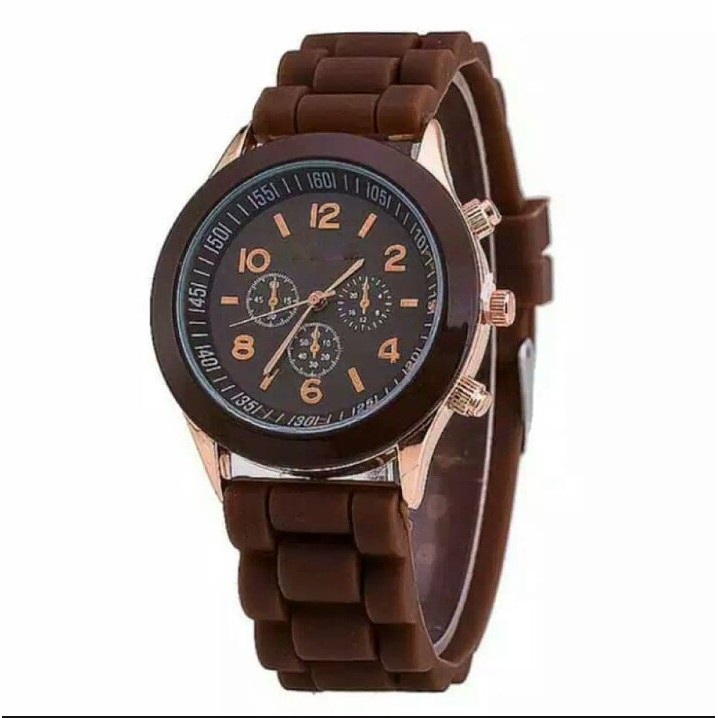 Jam Tangan wanita tali rubber geneva free batrai