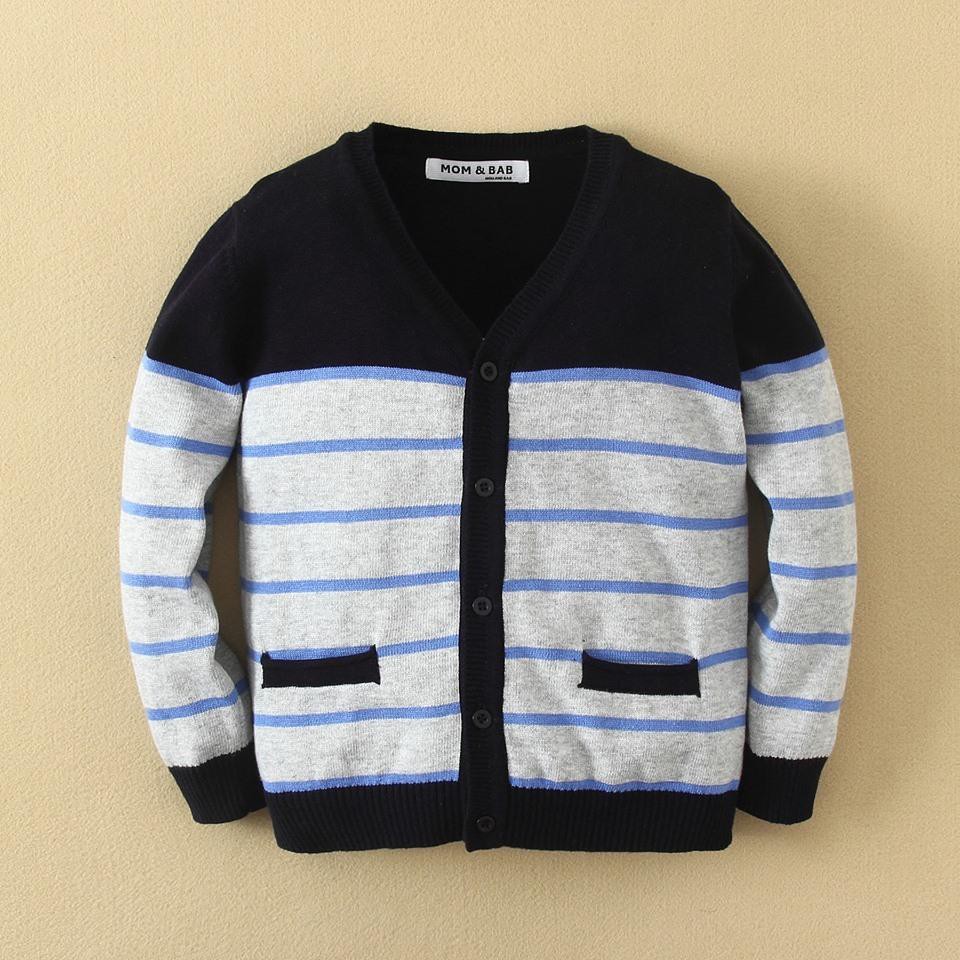 KID BOY STRIPE CARDIGAN GREY / RED