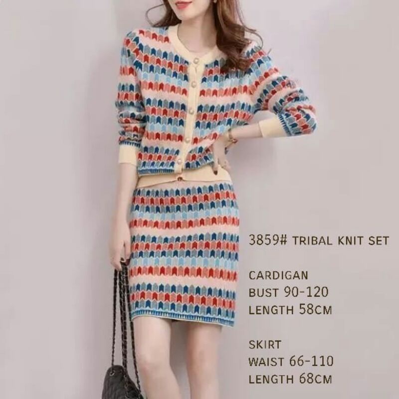 3859 Baju atasas set rok pendek rajut cewek import setelan baju rok kerja kantor wanita import korea