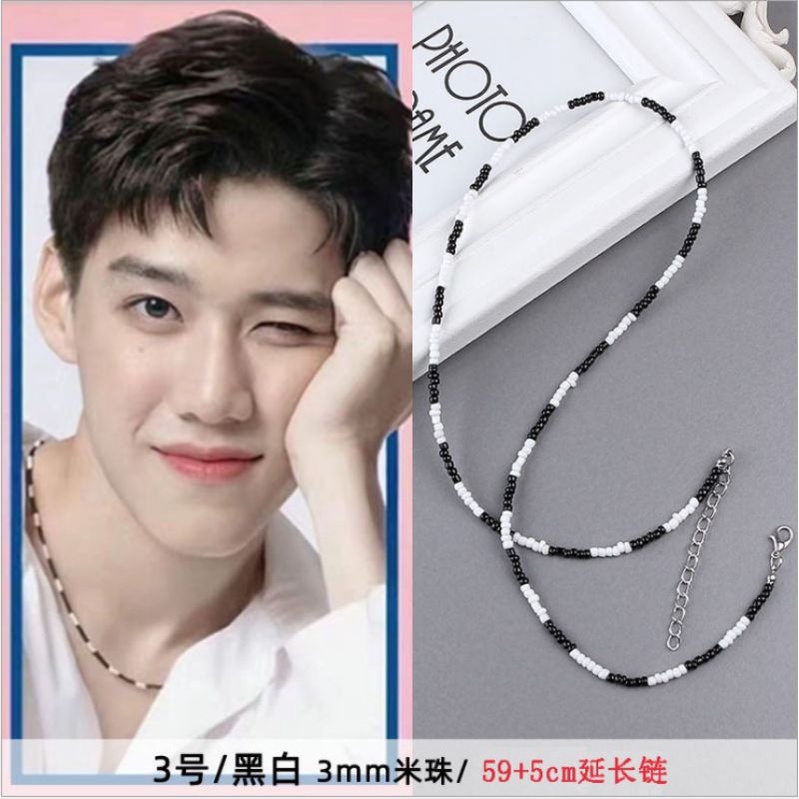 PROMO Kalung Manik Pria Wanita Monokrom Monochrome Korean Style Handmade