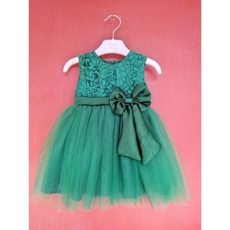 Dress bayi hijau botol gaun anak hijau