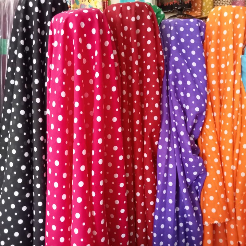 Kain Sifon Meteran Motif Polkadot Lebar 150cm