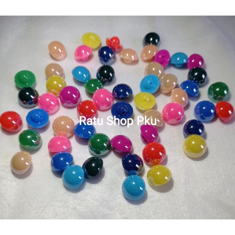 Kancing Mutiara Kristal Kilat Jamur Taiwan Baju Kebaya 12mm (Gbr 1)