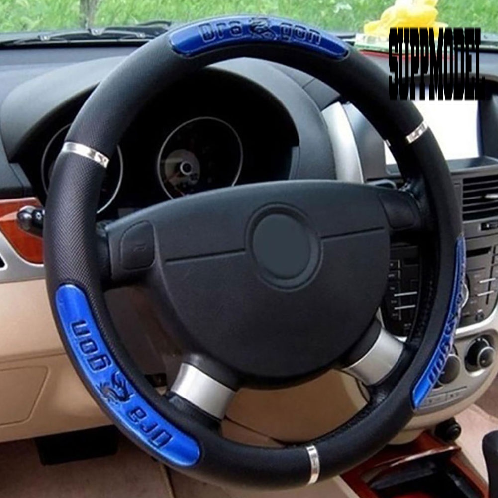 Cover Stir Mobil Desain Naga Bahan Kulit Imitasi Ukuran 38cm Untuk Dekorasi Interior