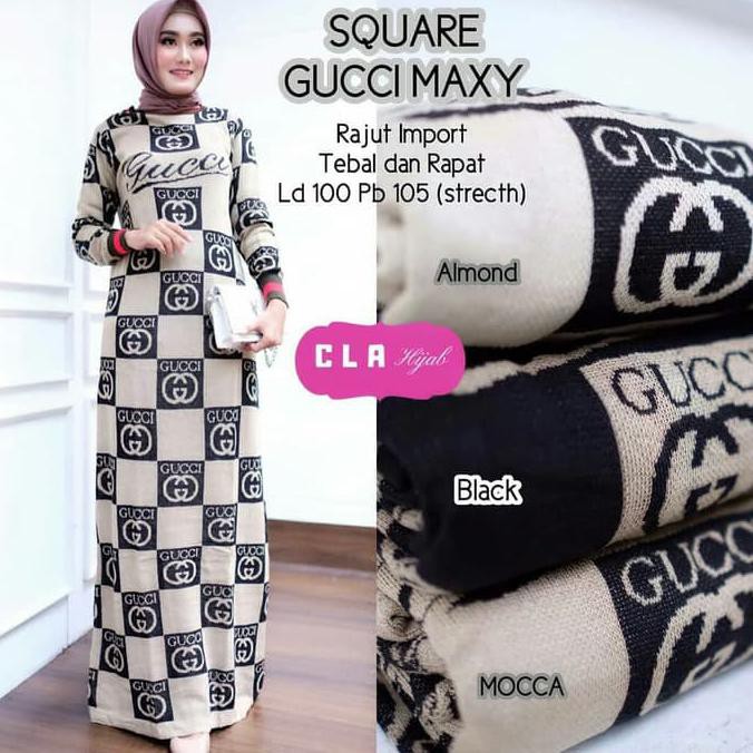 Termurah Square Gucci Maxi, Dress Rajut, Maxi Rajut, Gamis Rajut