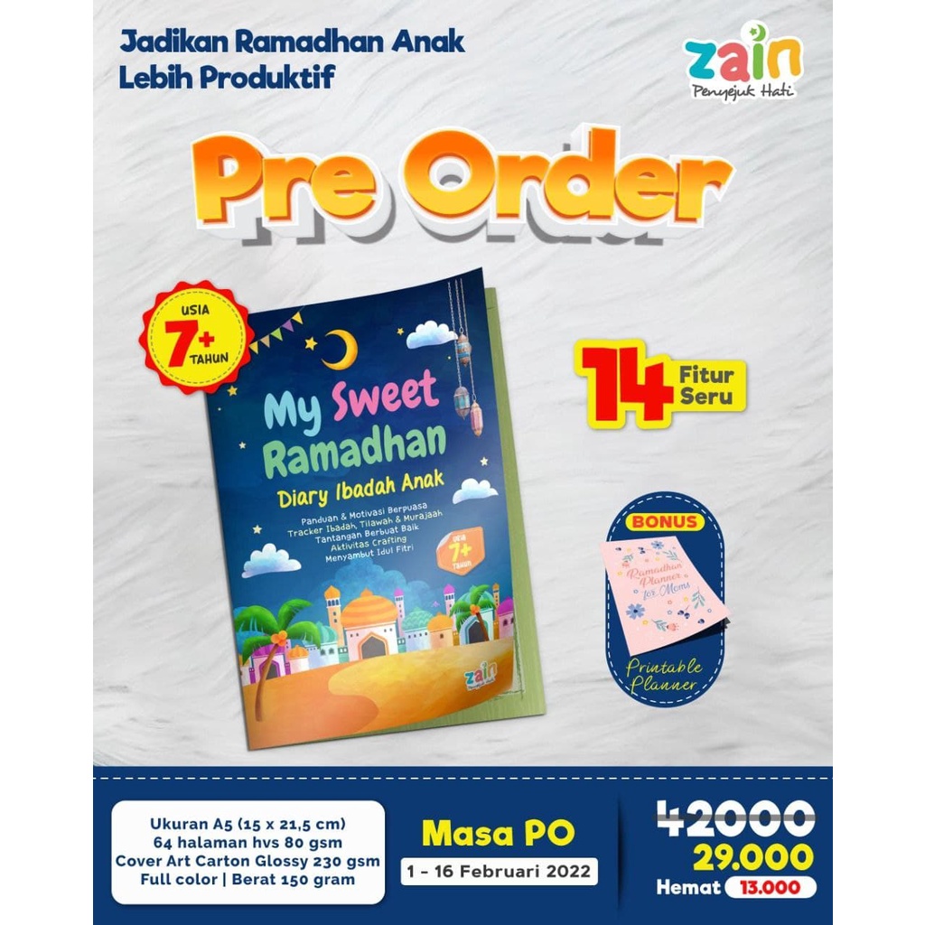READY: My Sweet Ramadhan (Diary Ibadah Anak) Bonus Ramadhan Planner for Moms (Printable) AQWAM Zain 