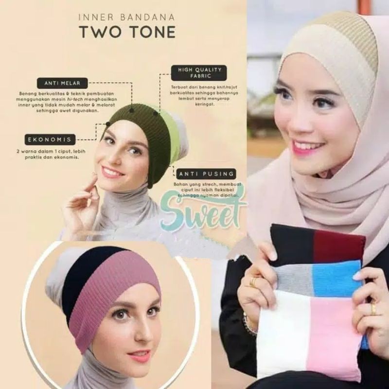 Bandana Ciput Rajut Halus / Ciput 2 Warna 4 Warna / Ciput Rajut 2in1 / Ciput 4in1 / Ciput 2 Tones 4 Tones