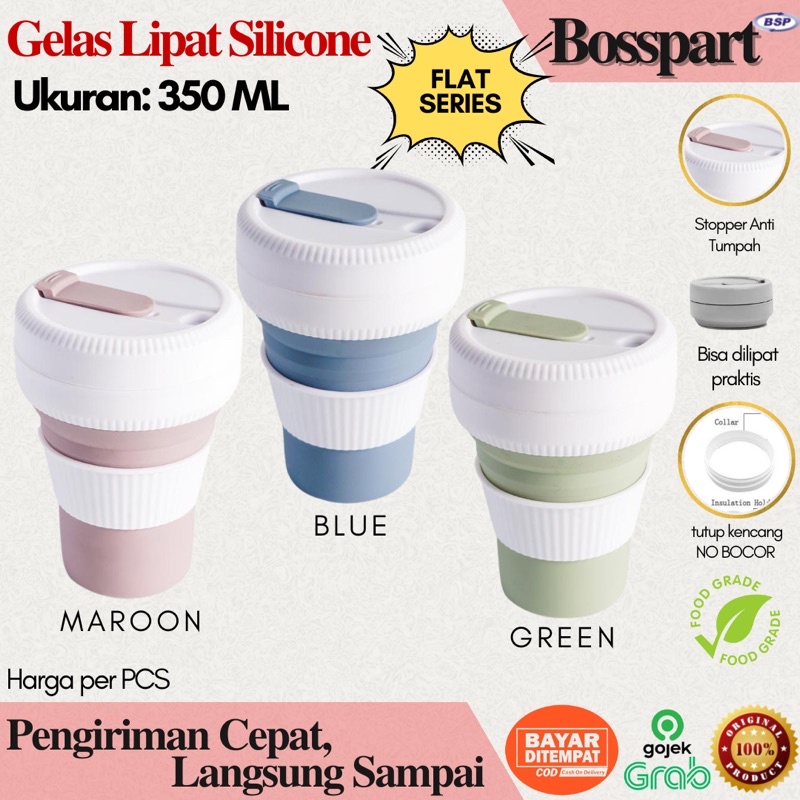 Gelas Lipat Silikon / Tumbler Cup Silicone Multifungsi 350ML / Silicone Coffe Cup / Travel Cup