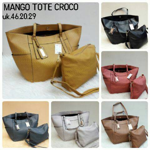 TAS MANGO TOTE CROCO ORIGINAL SET DOMPET