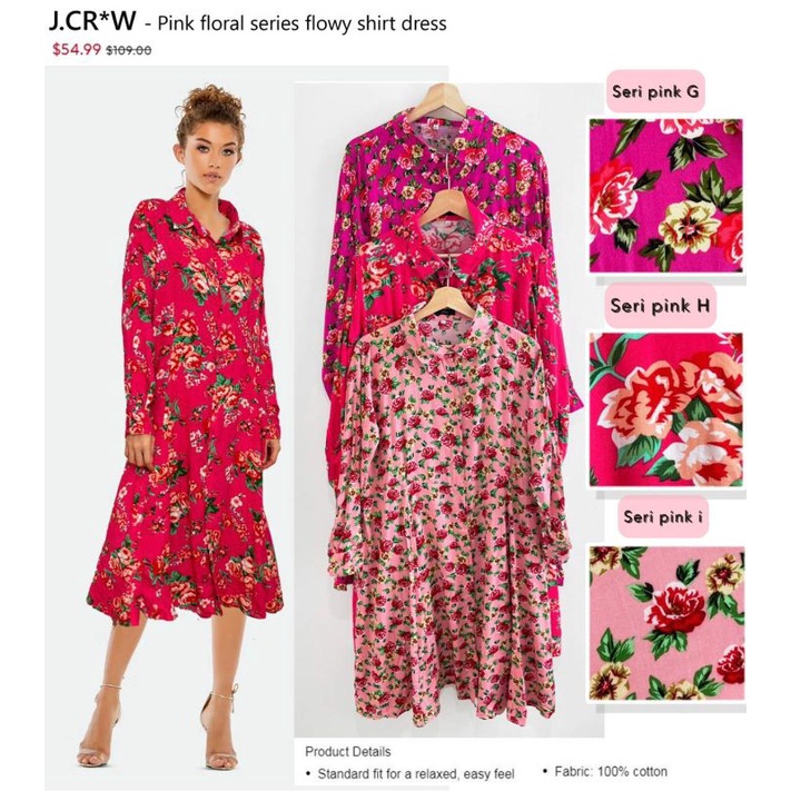 Jcr*w flora series longsleveed shirt dress