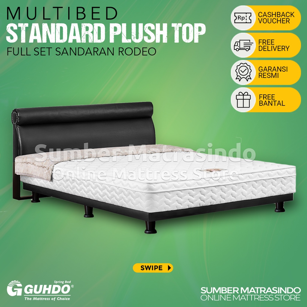 Guhdo Spring Bed Kasur Multibed Standard Plush Top FULL SET Sandaran Rodeo 90x200 / 100x200 / 120x20
