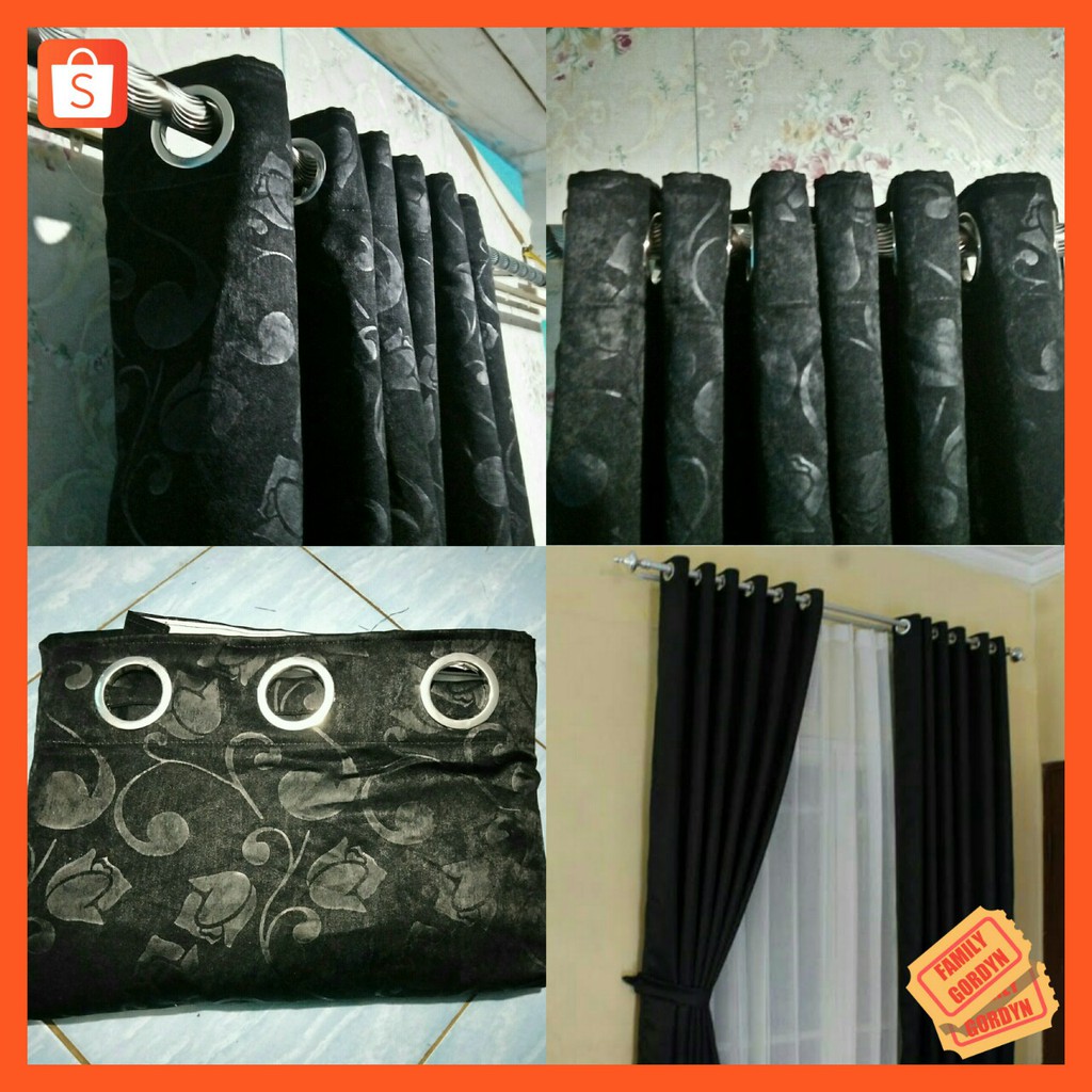 GORDEN PINTU SMOKRING 12 RING HITAM EMBOSS PONI JENDELA