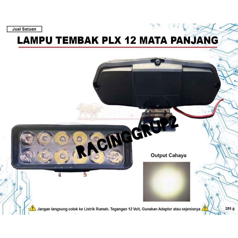 Termurah Lampu Tembak Sorot Lampu LED Bar Laser Gun CREE Motor Mobil 12 mata 12 watt warna putih