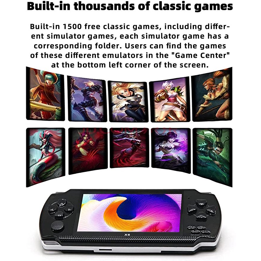 PSP X7 Gameboy Handheld Game Console Player 4.3 Inch 8G Built-in 10000 Games TF Card support TV Out video game