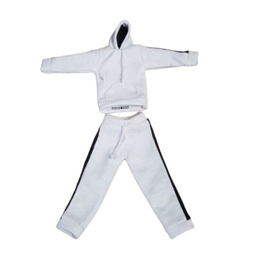Hoodie SET Putih Garis Hitam Action Figure skala 1:12