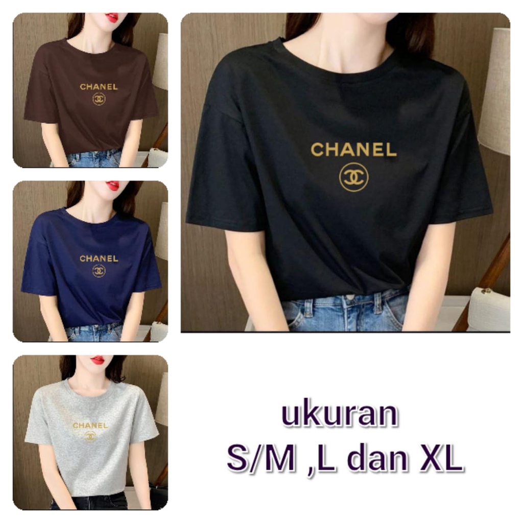 kaos  oblong chabel gold / kaos cewe / kaos terlaris / kaos kekinian - alipio fashion