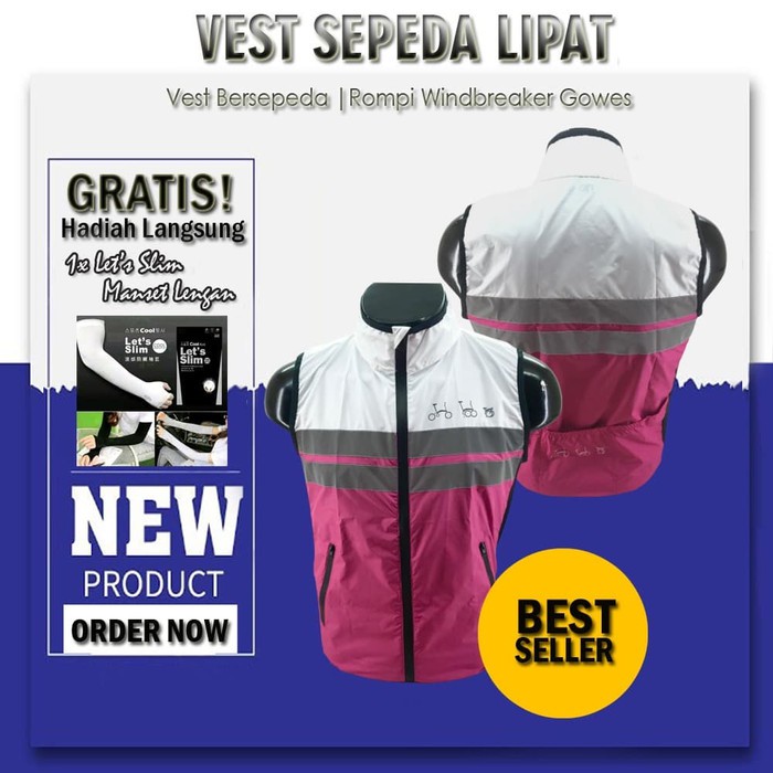 Promo Rompi Sepeda Lipat Brompton - Brompton Vest (White Combi Pink) Limited
