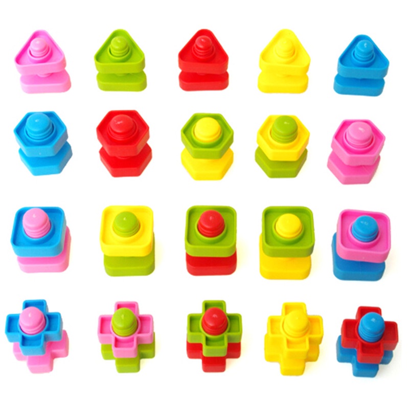 (LUCKID) 1 set Mainan Edukasi Building Block Bentuk Mur Untuk Anak-Anak