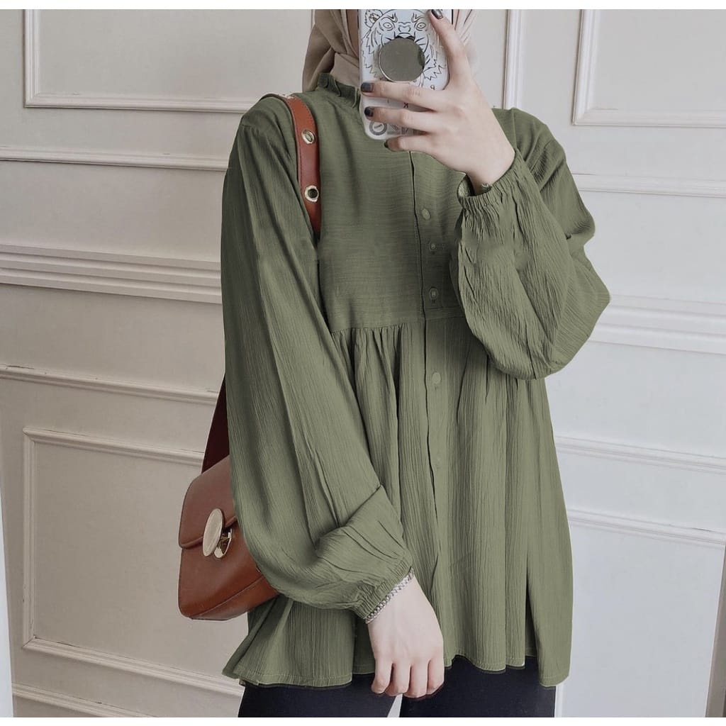 BEFAST - ZEC OOTD Wanita Blouse ASHUA / ⭐ PREMIUM AIRFLOW CRINCLE ⭐Rachel Blouse / Pakain Wanita Remaja / Blouse Lengan Panjang / Blouse Banyak Warna / Blouse Termurah / Blouse Wanita Hijab