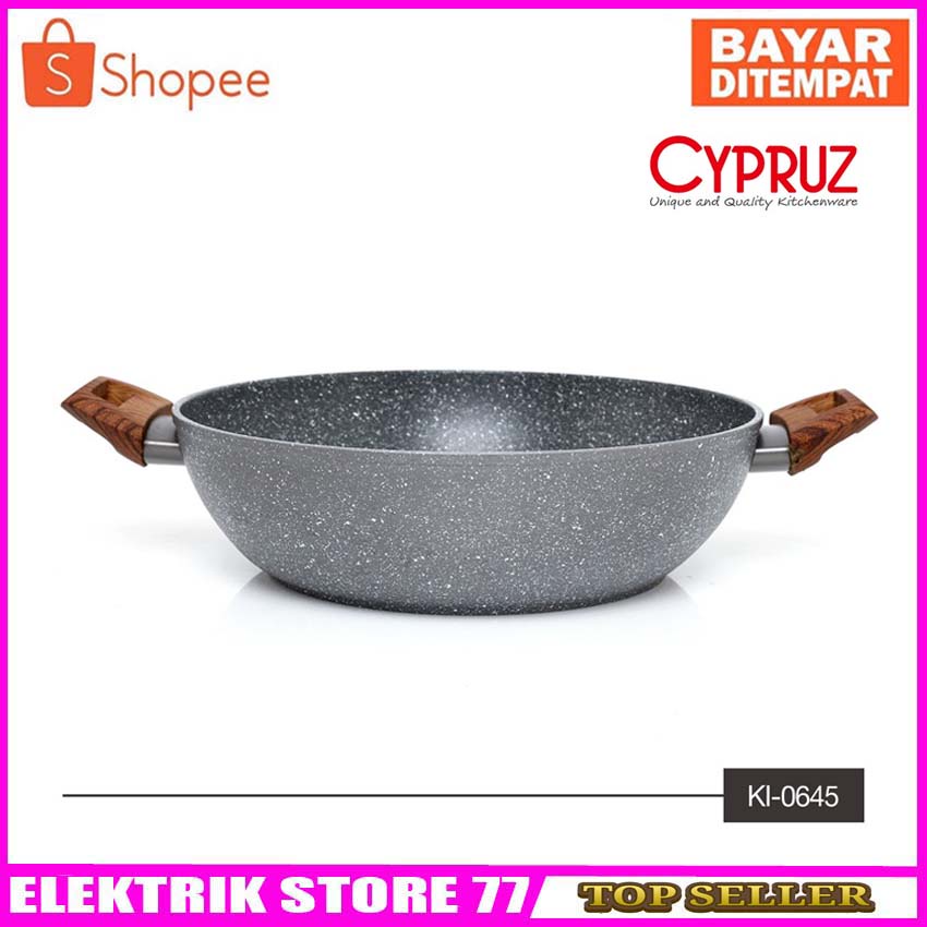 Cypruz Kuali Wok Alum 3mm Induksi Marble 30cm KI-0645