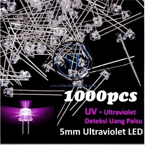 GROSIR 1 Kantong = 1000 Pcs LED 5mm UV Ultra violet Straw Hat Camping Water Clear