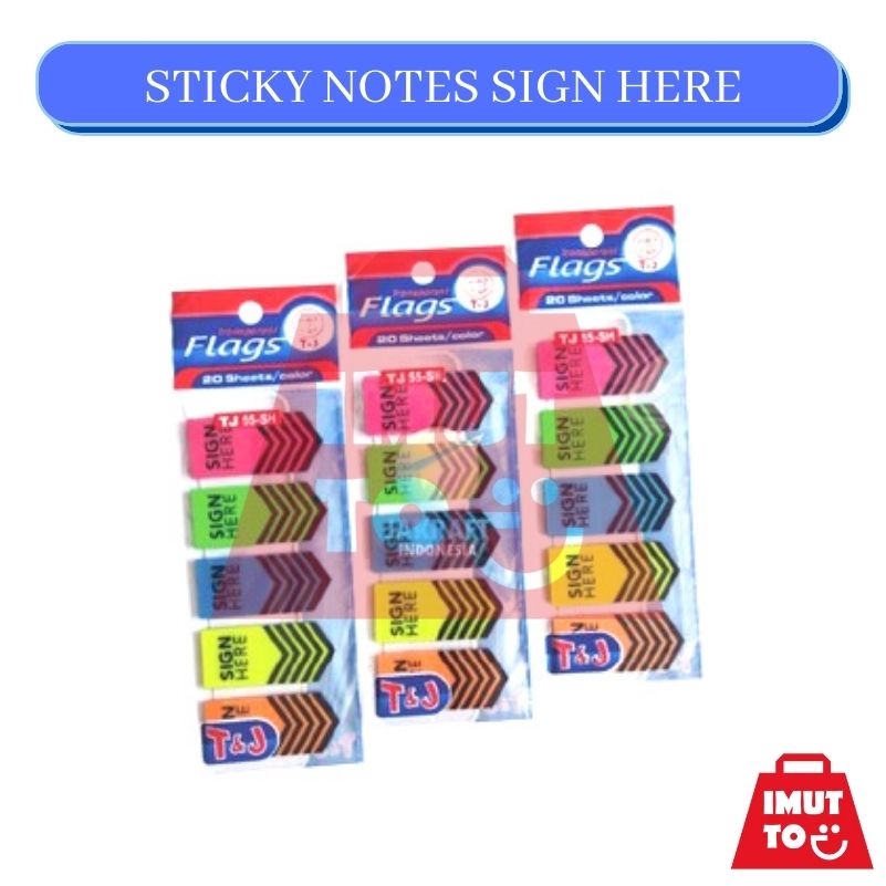 

IMUTTO - FLAGS T&J STICKY NOTES MEMO SIGN HERE ARROW PANAH PENANDA TANDA TANGAN PEMBATAS BUKU WARNA