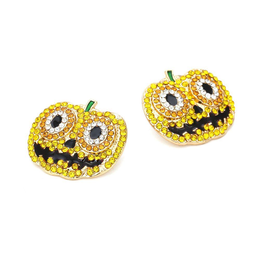 Needway Pumpkin Stud Earrings Fashion Berlebihan Hadiah Gadis Gaya Eropa Amerika Perhiasan Telinga Alloy Berlian Imitasi Anting Labu