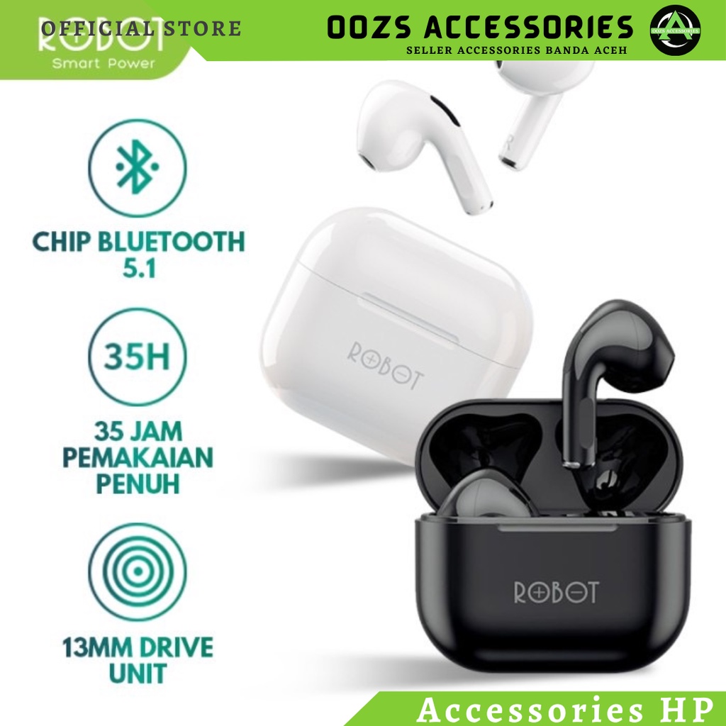 Jual Robot Headset Wireless Bluetooth T Tws Earphone Wireless True Bluetooth Earbuds Garansi