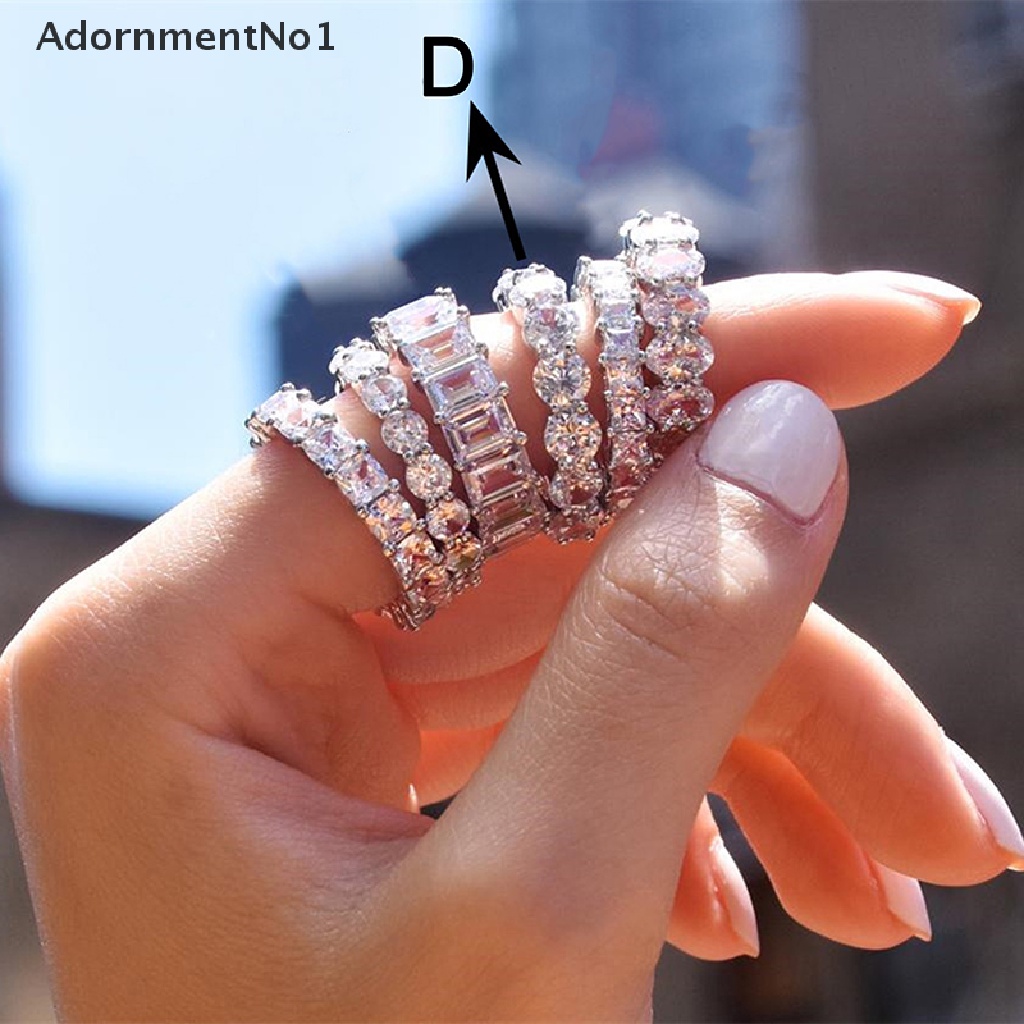 (AdornmentNo1) Cincin Kawin / Tunangan Aksen Kristal Zircon Untuk Perhiasan Wanita / Pesta