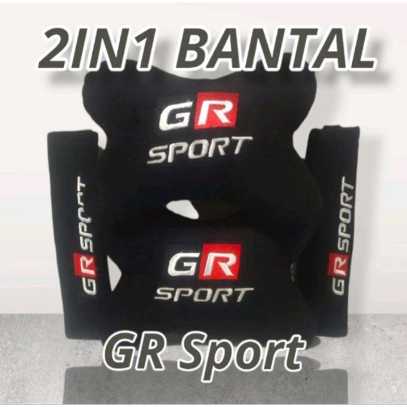 Bantal mobil hitam GR sport sarung seatbelt