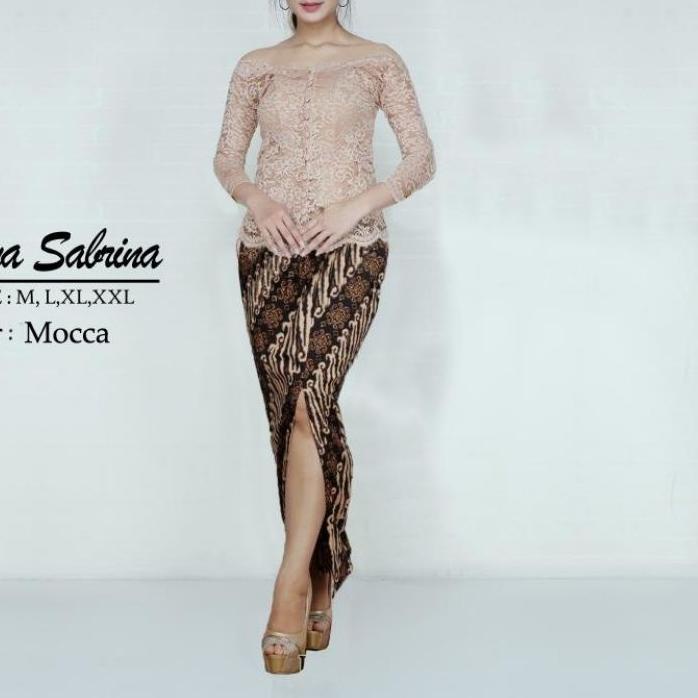 SET KEBAYA BROKAT ALYA SABRINA+KAMISOL+ROK SPAN BELAH BATIK SIZE M-XXL PREMIUM