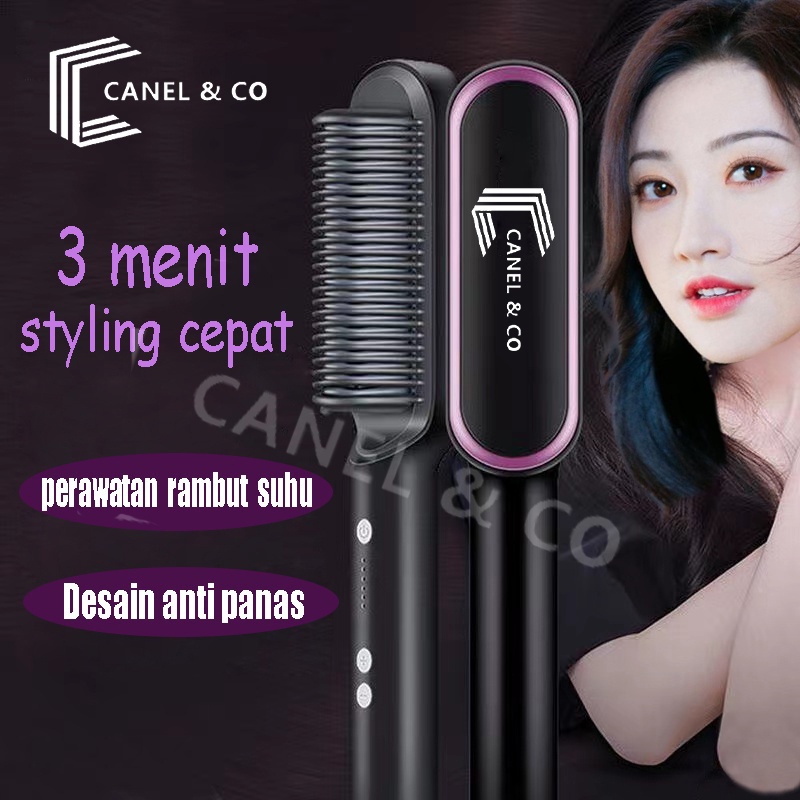 Canel&Co Catok Sisir Pelurus Rambut Hair Curler  2 In 1 Catokan Sisir Listrik Professional Automatic