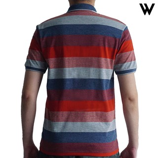 WALRUS KAOS  POLO PRIA  MOTIF GARIS SALUR ORANGE  BIRU 