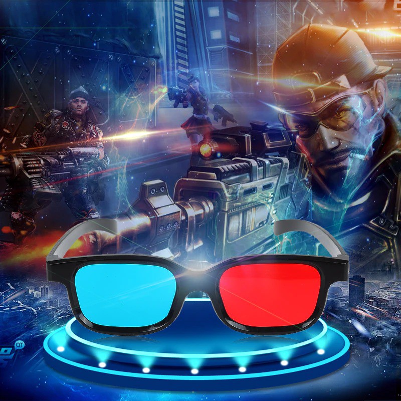 Black Frame Red Blue Cyan 3D Glasses Kacamata 3 Dimensi Anaglyph TV